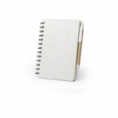 Набор GLICUN: блокнот B6 и ручка, рециклированный картон/пластик с пшеничным волокном, бежевый, бежевый